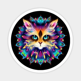 Mandala with cute furry Cat portrait - a02 Magnet